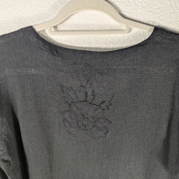 Vintage 90s Heart’s Desire Linen Black Embroidered Boho Cottagecore Dress S - Picture 14 of 16